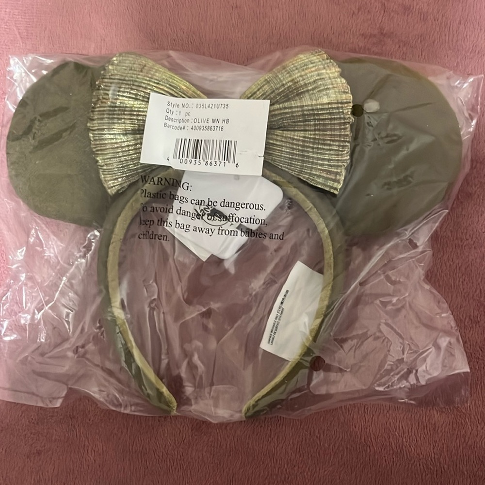 Disney Mickey Ears olive green with shimmer